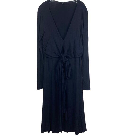 Ralph Lauren Twist-Front Stretch Black Long Dress Sise Large - Picture 1 of 8
